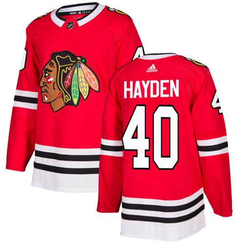Adidas Men Chicago Blackhawks 40 John Hayden Red Home Authentic Stitched NHL Jersey